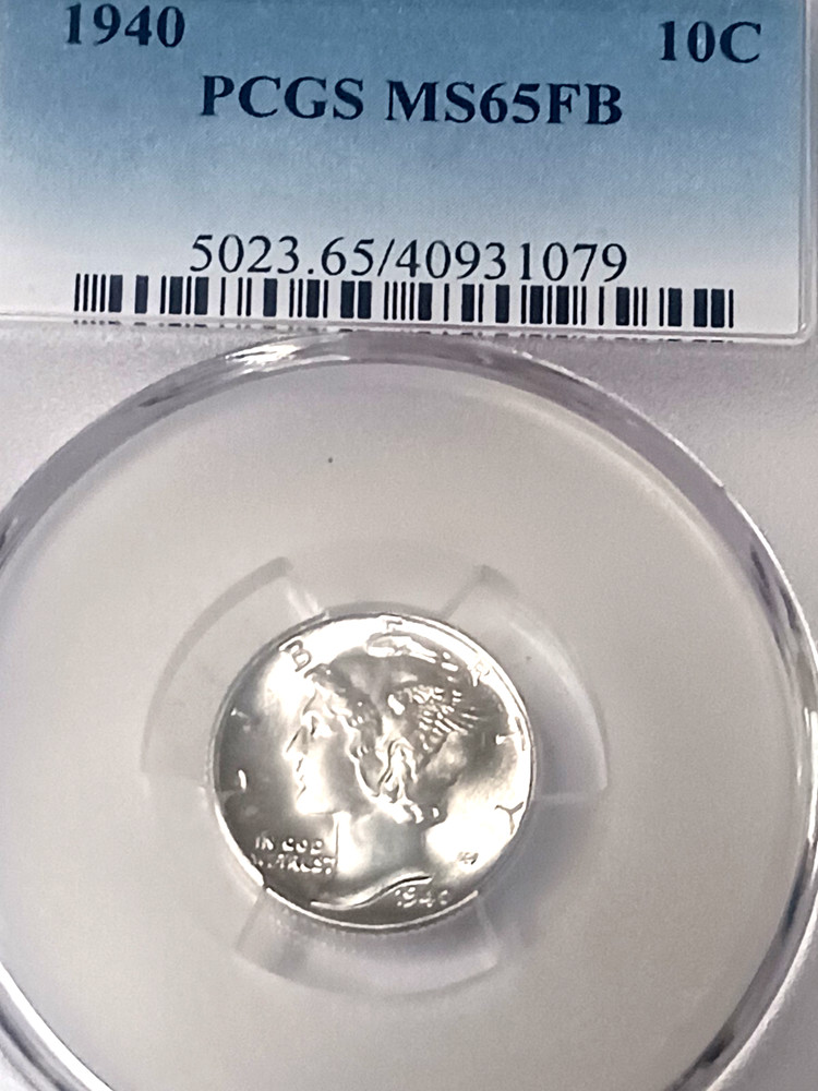 1940 MERCURY DIME PCGS MS65 FB FLASHY