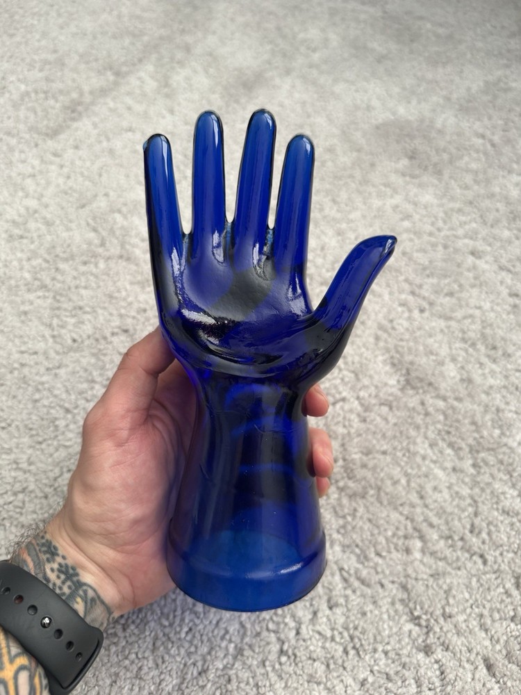 Cobalt Blue 8" Glass Hand Mannequin