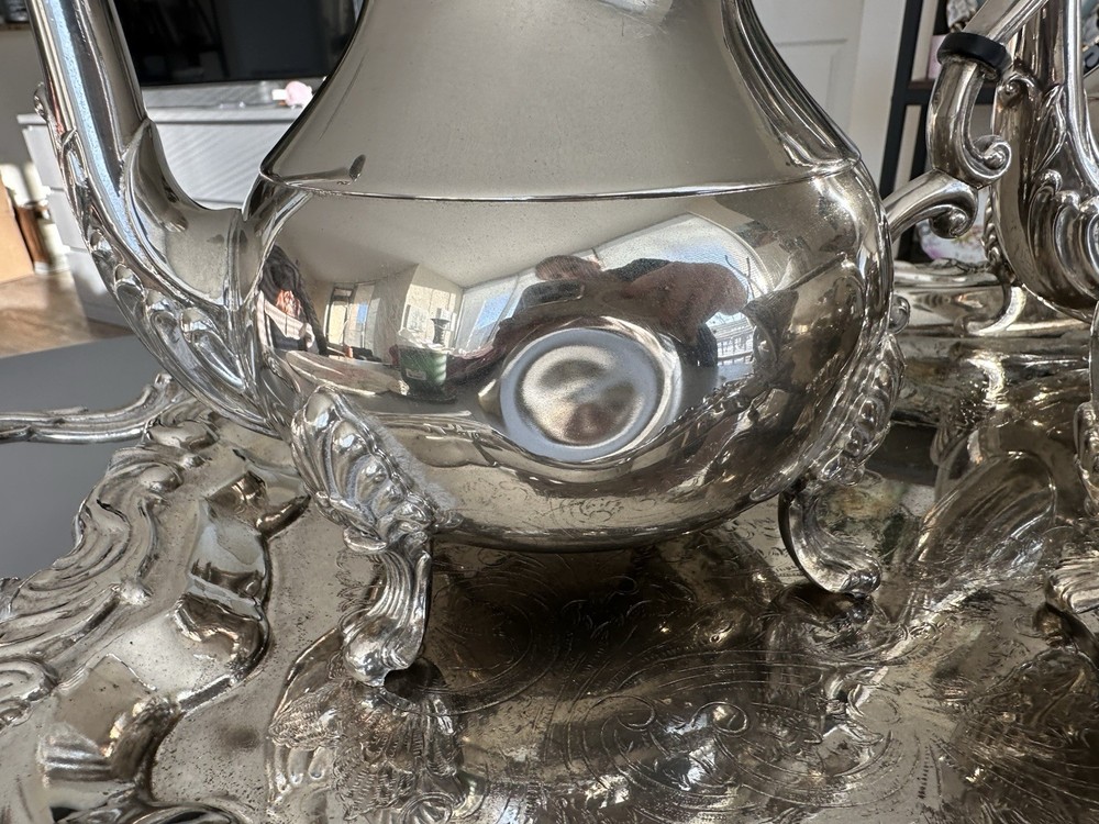 Antique Silverplate Tea & Coffee Set on Tray