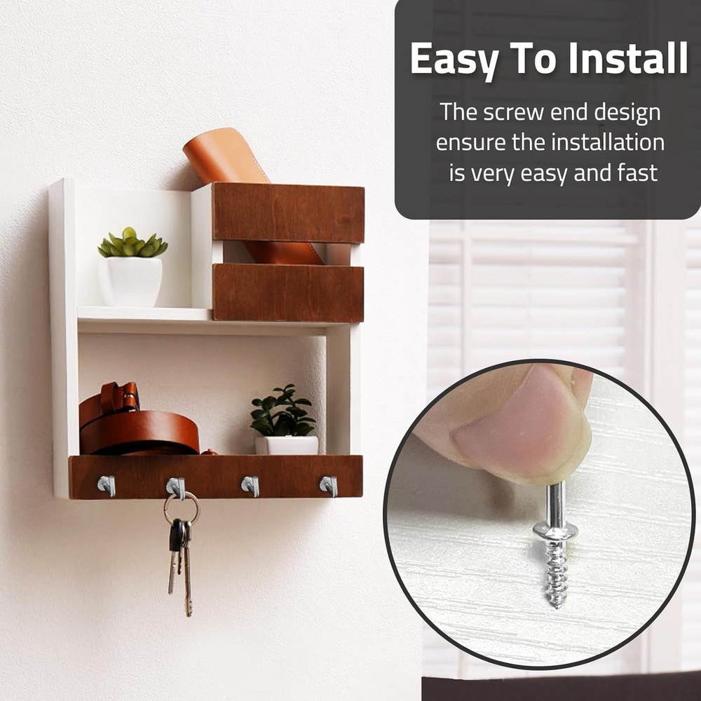 100 Pack 1/2" L Shaped Hooks, Silver Mini Self Tapping Screw Hooks for Hanging