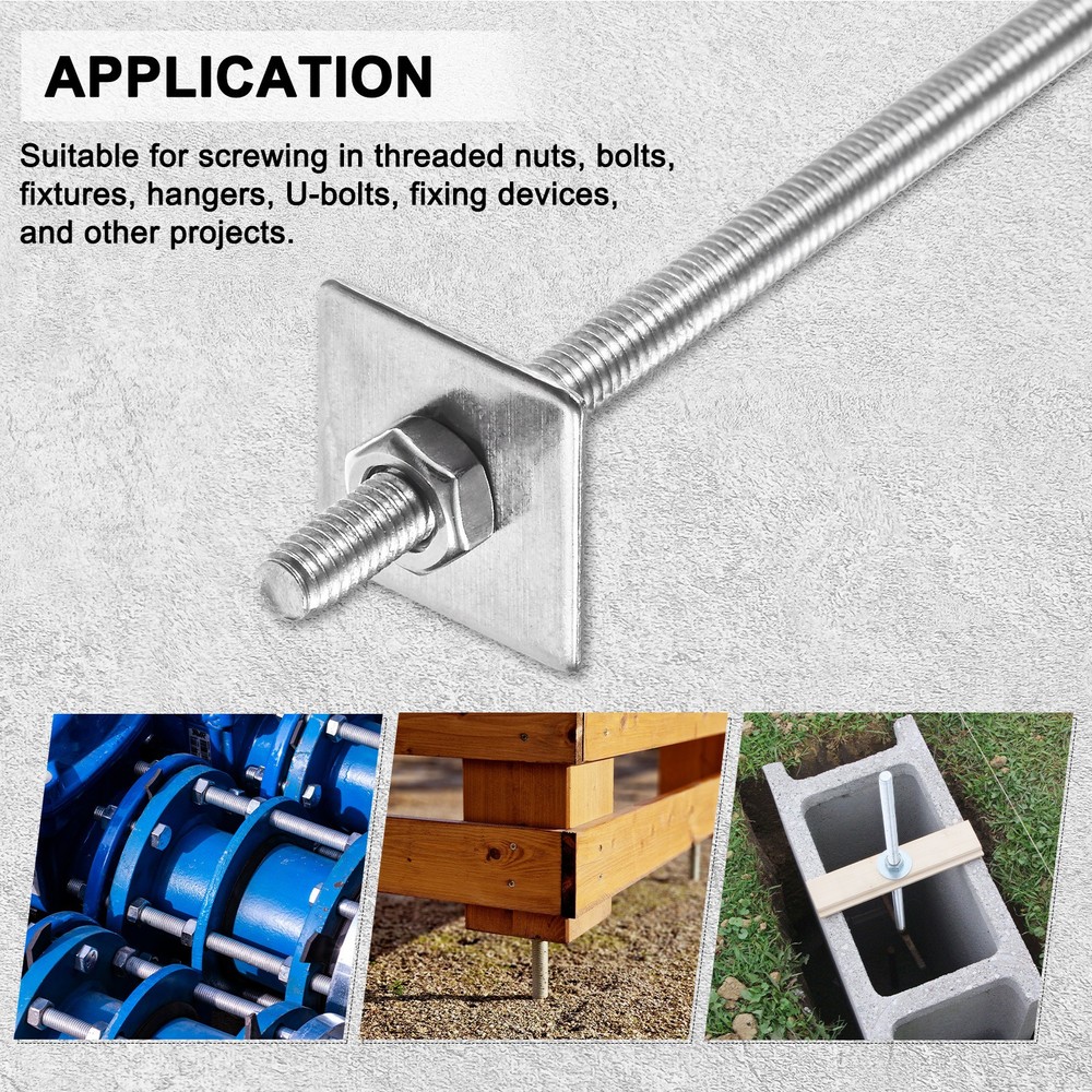 10-Set Fully Threaded Rod, M4x55mm Right Hand Thread Bar Studs with Nuts