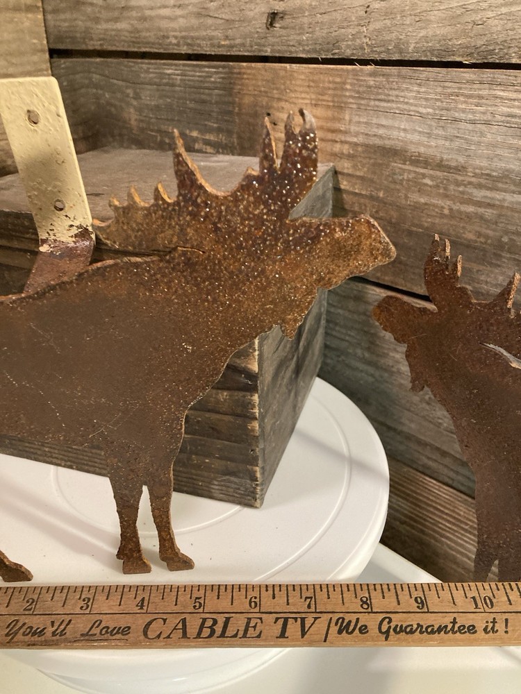 Rustic Iron Moose Curtain Tie Backs pair Brown 8.5” Moose