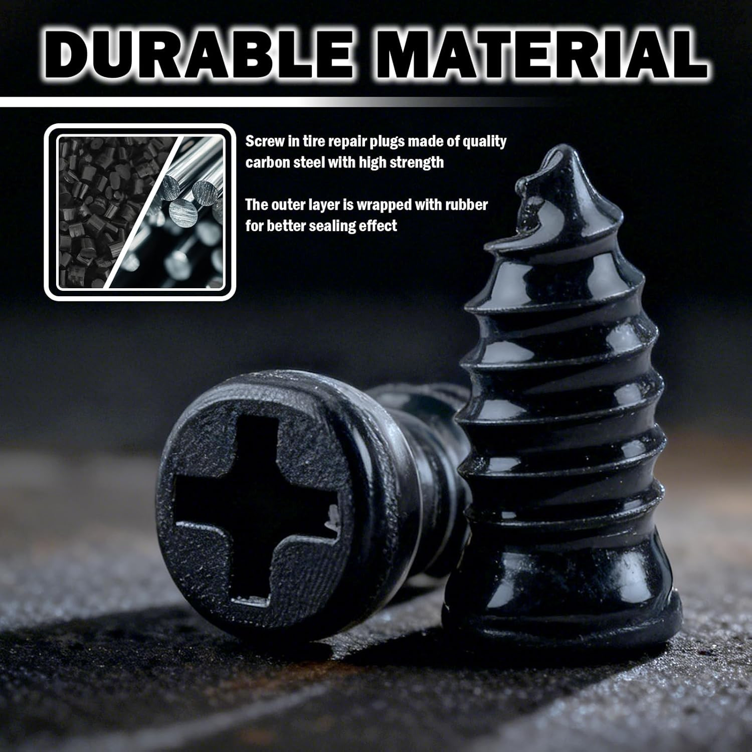 100PCS Tire Plug Kit with Large & Medium & Small,Self-Service Flat Screw in Tire