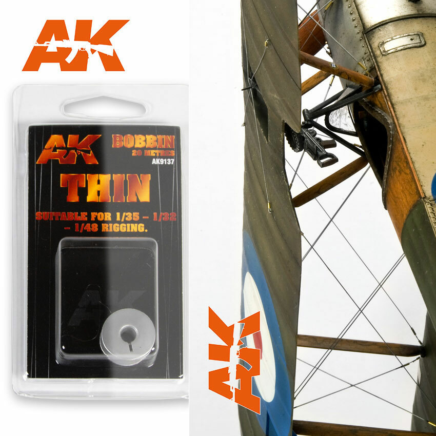 AK-Interactive Elastic Rigging Bobbin Thin for 1/35 1/32 1/48 Rigging