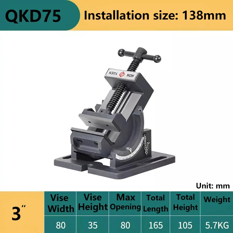 Machine Vise Drill Press Adjustable Angel Tilting Bench 3'' for Drill Machine