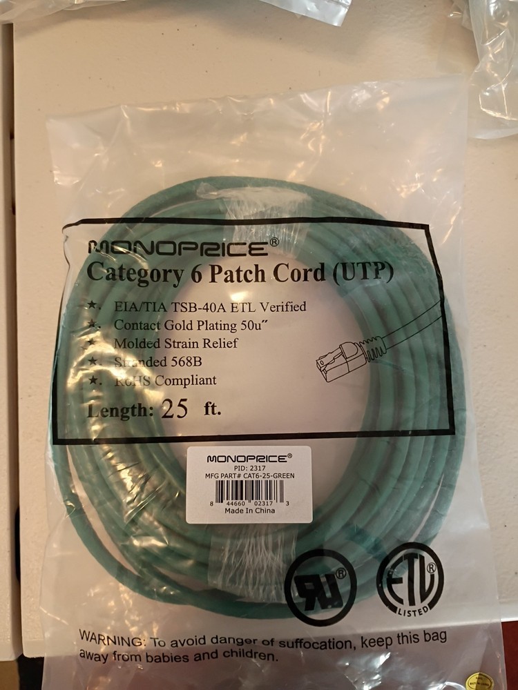 Cat 6 Patch Cord (UTP) 25ft
