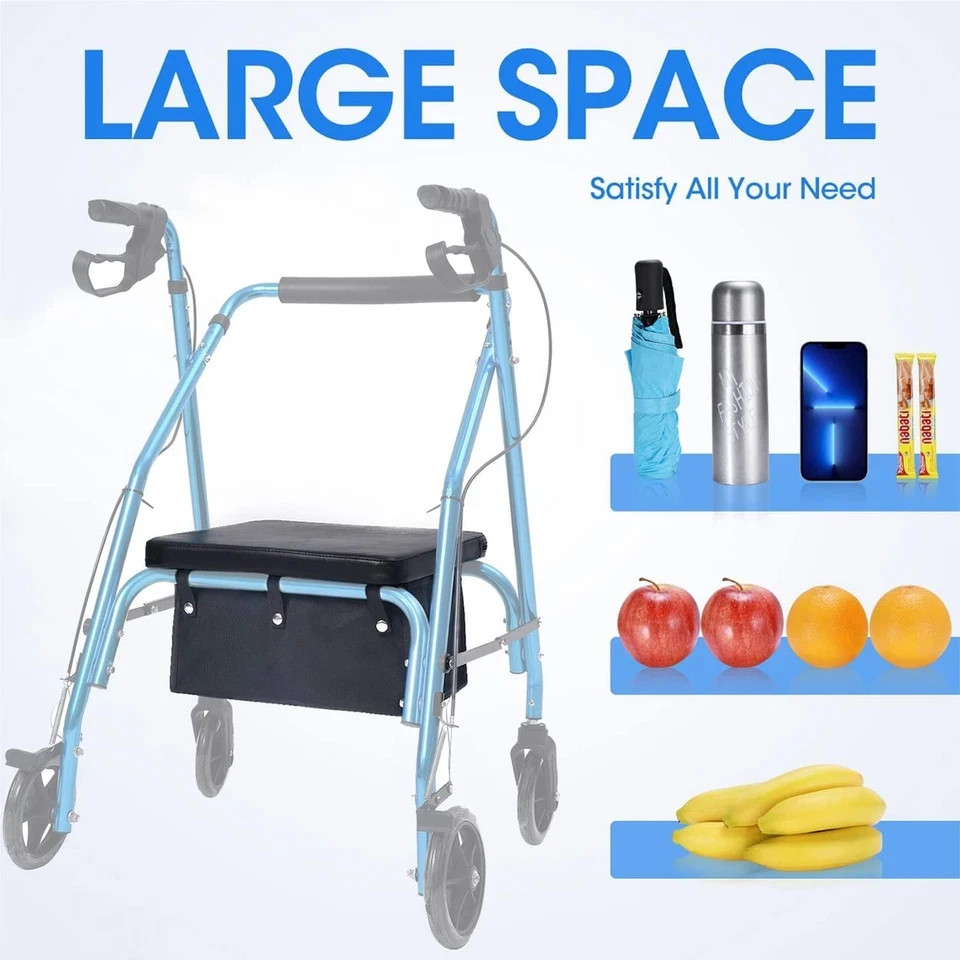 Large Rollator Walker Basket, Under Seat Bag, Large, Black