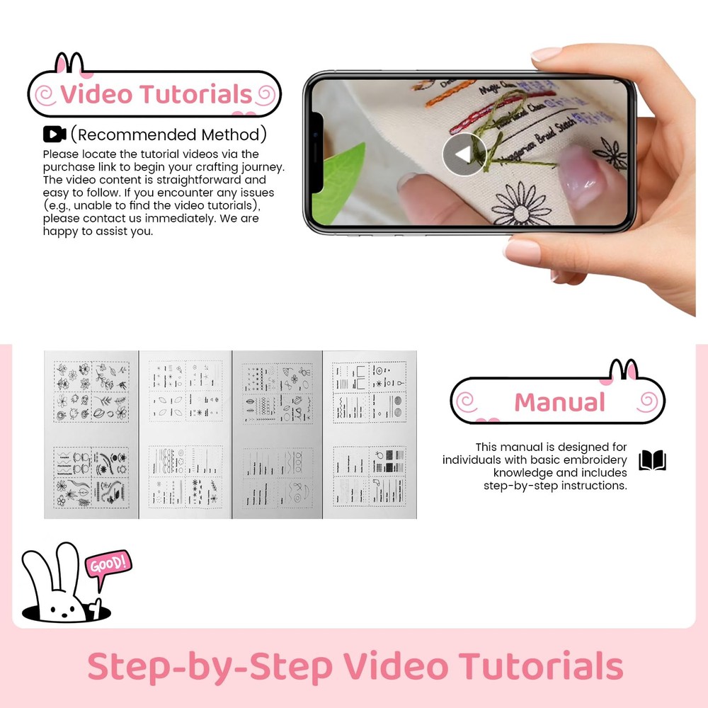 Embroidery Stitch Book Kit, Complete Medium, Multicolor