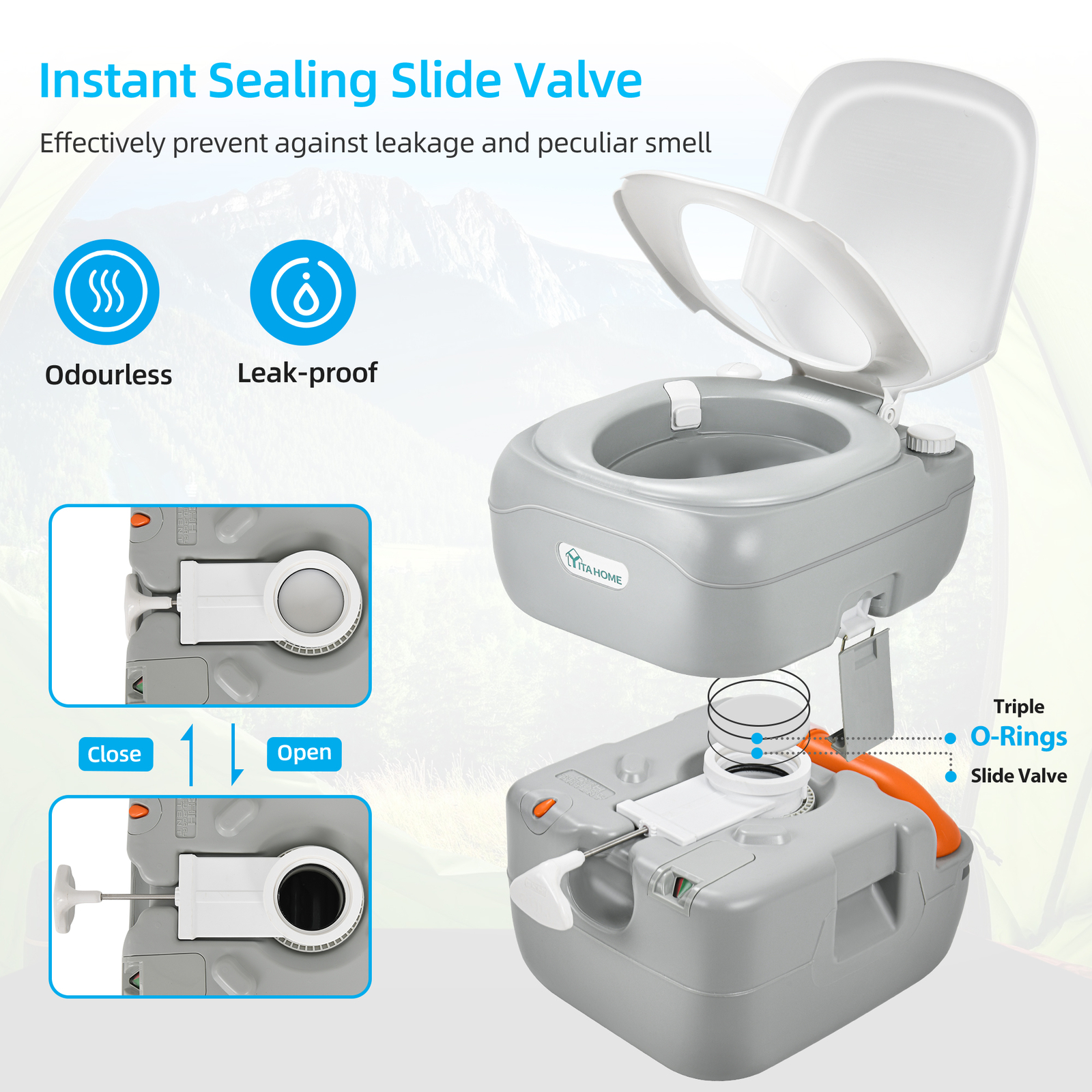 5.8 GAL Portable Toilet Outdoor Camping Travel Mobile Flush Porta Commode Potty