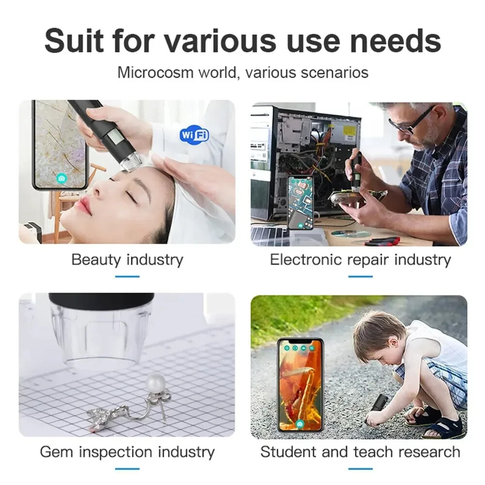 Digital Microscope WiFi Wireless Electron Dermatoscope Scalp Detection Pores