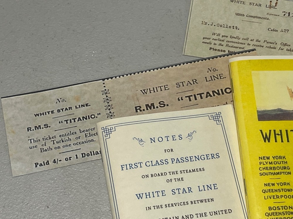 RMS TITANIC, reprint, First Class Passenger on board documents, Nice!