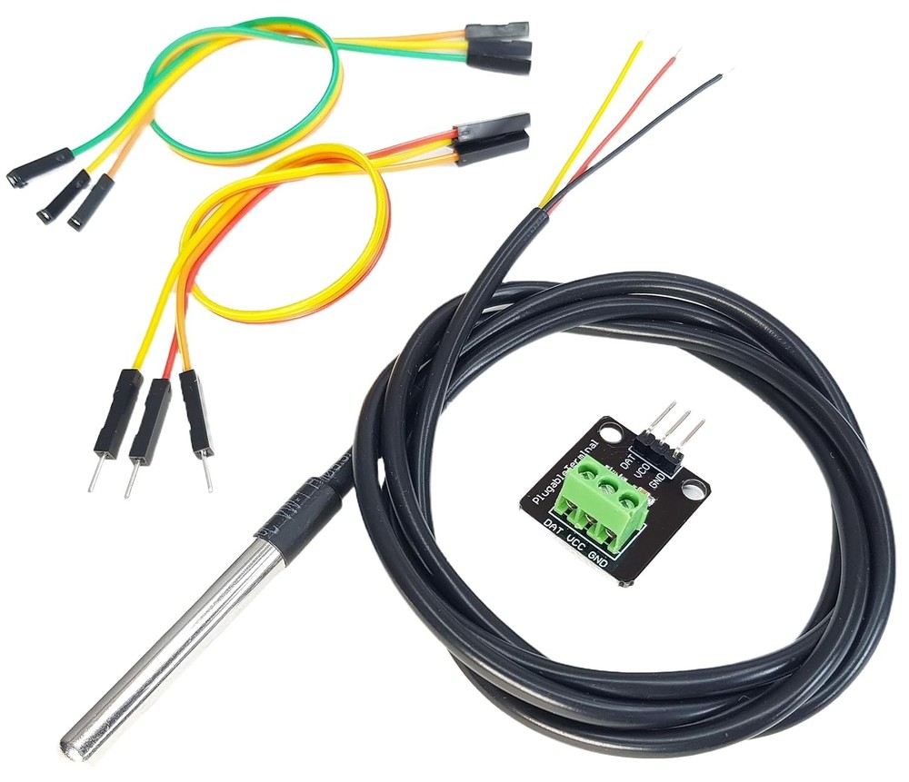 DS18B20 Temperature Sensor for Arduino, ESP32, ESP8266, With Adapter