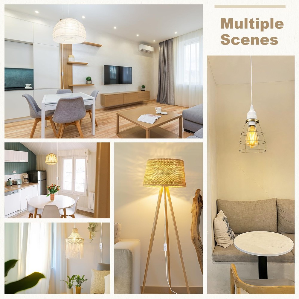 DiCUNO Hanging Lantern Extension Cord Cable, E26 13ft -1P, - White