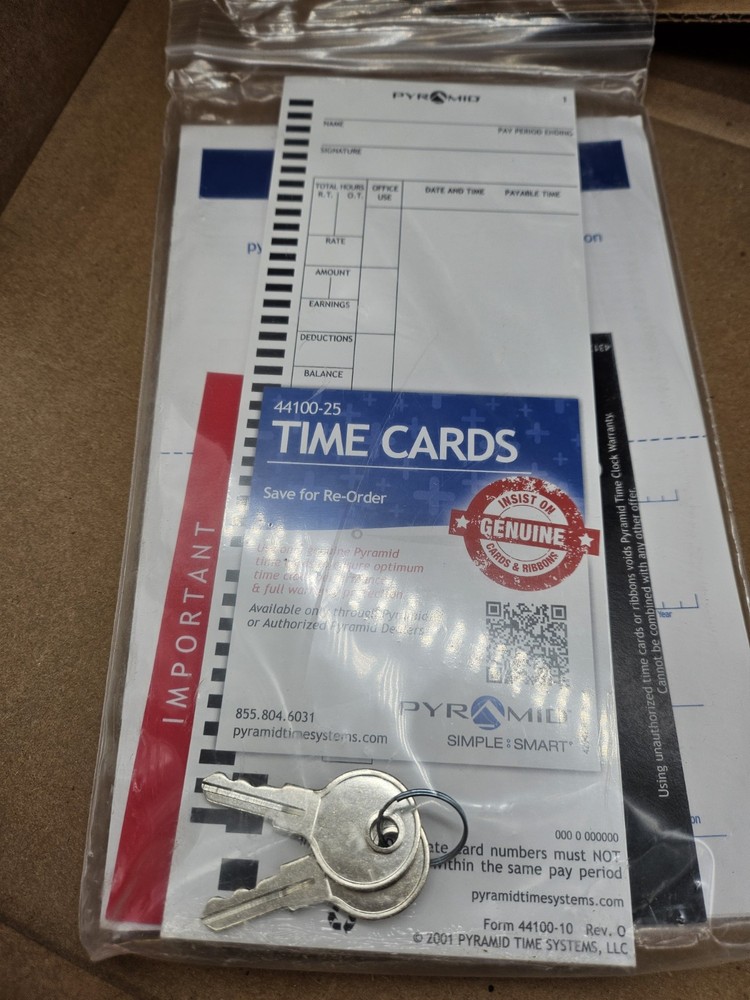 Pyramid Time Solutions 5000 Time Clock Auto Totaling NEW With KEYES 🔥