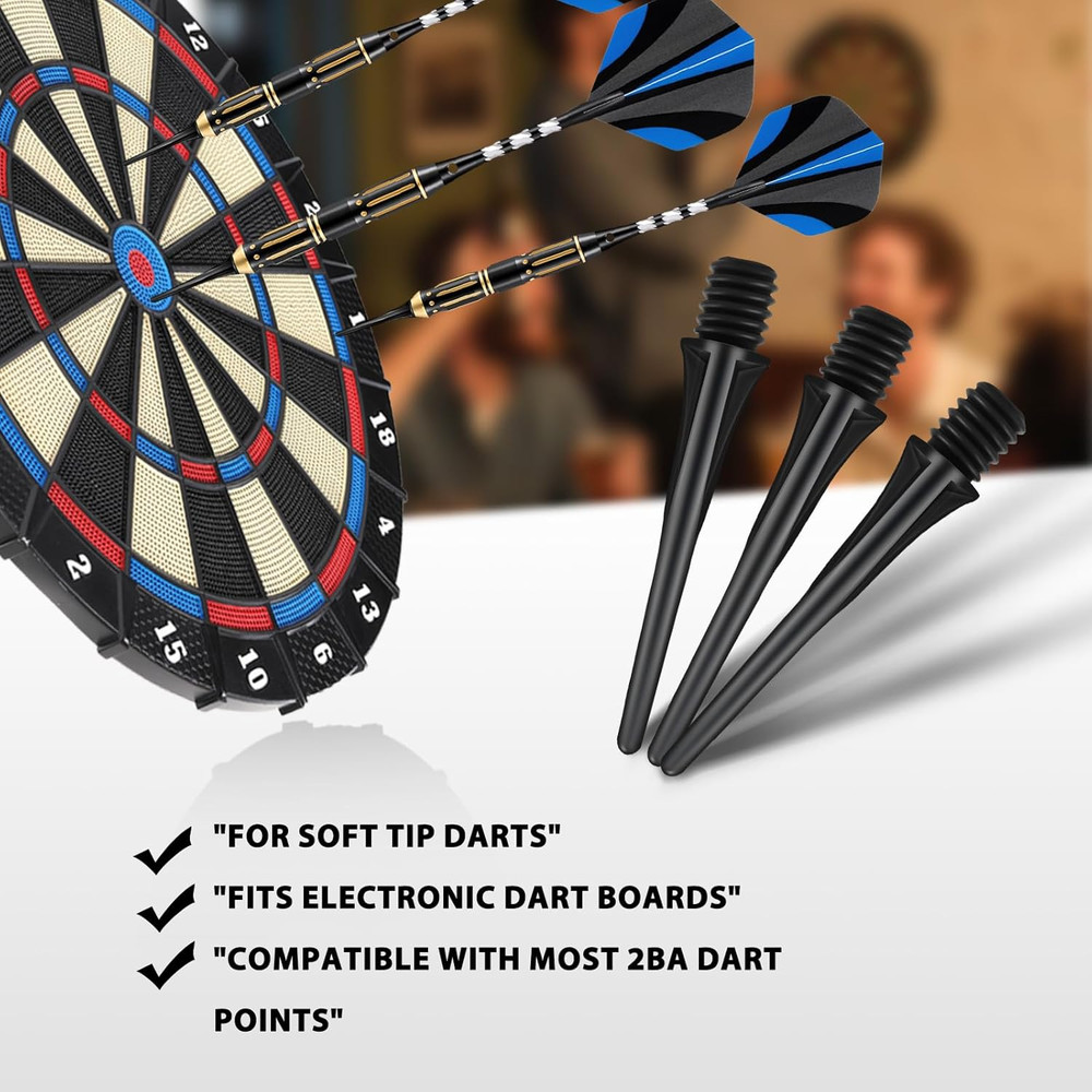 200Pcs Dart Points Soft Tip Dart Tips with 2 Storage Cases, 2BA Plastic Dart Tip