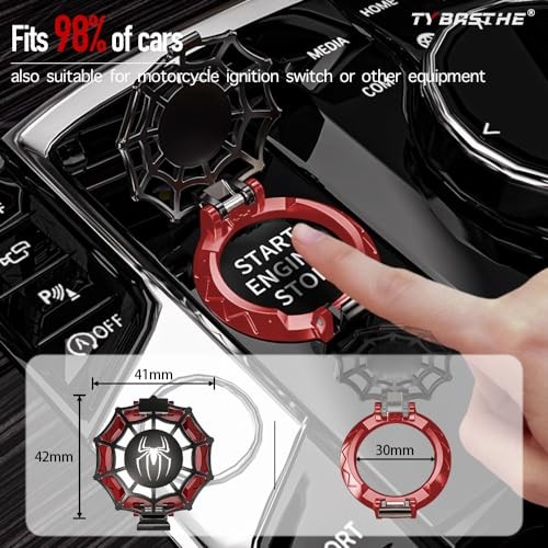 Original | Push Start Button Cover, Spiderman Car Engine D-spiderman-black&red