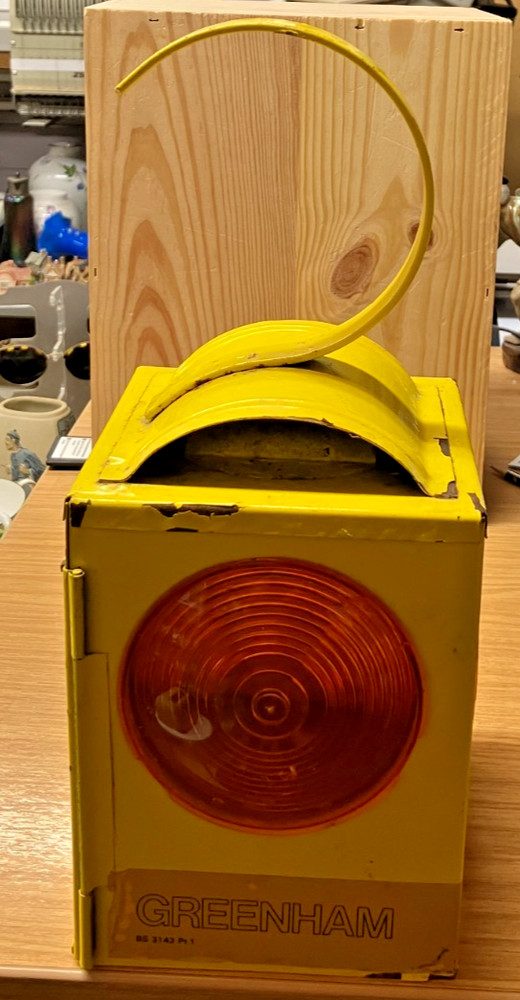 Vintage Greenham Yellow Road Lantern Missing Burner (ZA)