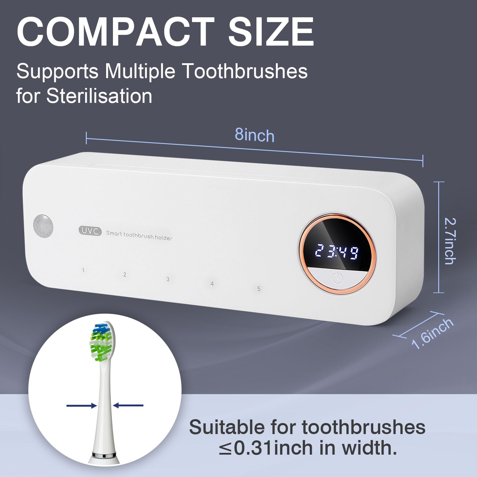 Smart Electric Toothbrush Holder Rechargeable Bathroom Holds 5 Toothbrushes