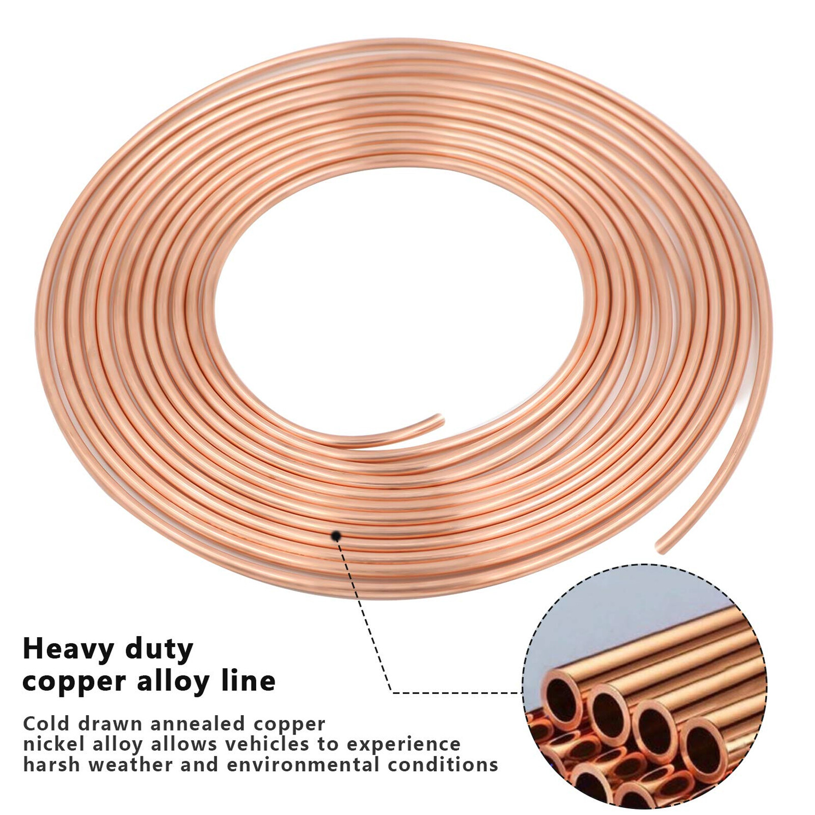 2× Copper Nickel Brake Line Tubing Kit 3/16″ OD 25FT Coil Roll All Size Fitting