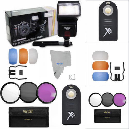 PRO SLAVE FLASH + HD FILTER KIT +REMOTE FOR NIKON D5000 D7100 D610 D7200 D3100