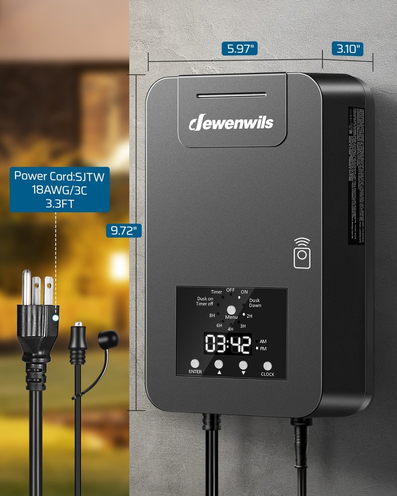 DEWENWILS 300W Low Voltage Landscape Transformer, Remote, Photocell Sensor&Timer