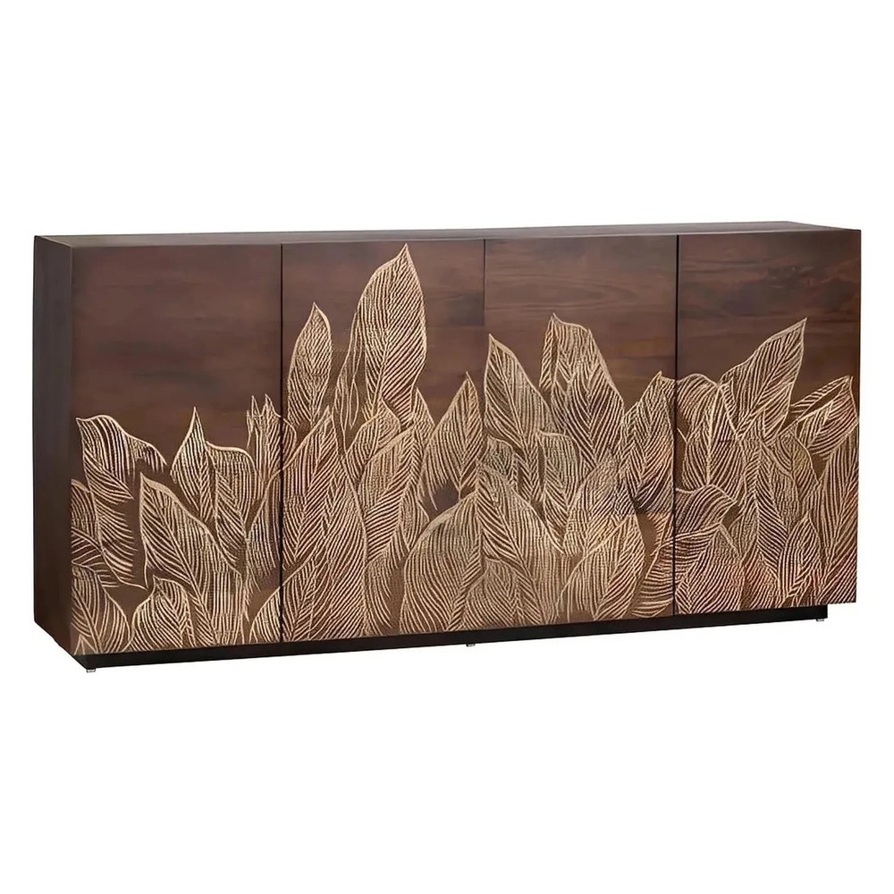Hartleigh Leaf Four-Door Sideboard - Brown - Transitional