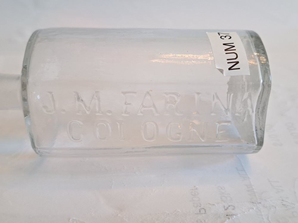 Open Pontil Cologne two rounded sides two flat side N- 37. Clear Little Cloudy