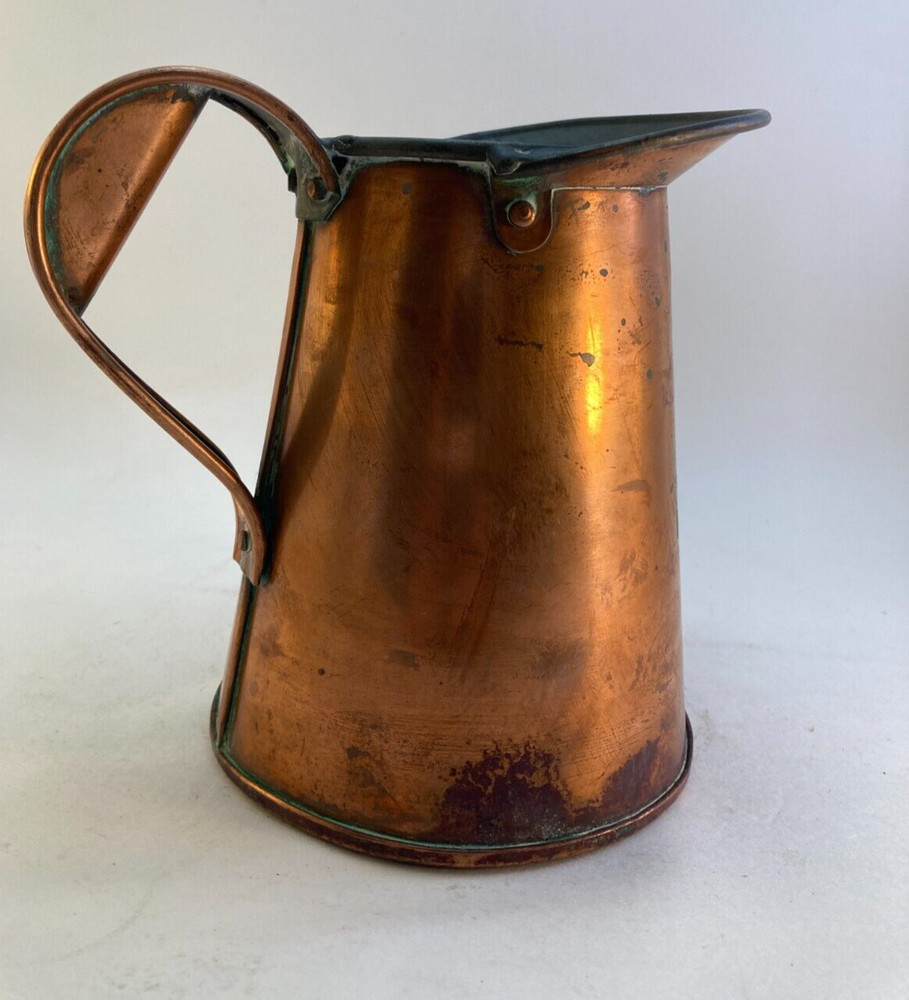 Vintage Copper Pitcher Jug Tin Lined 1 Quart
