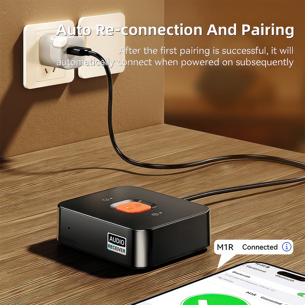 Bluetooth 6.0 Receiver Wireless Audio Adapter with Low Latency for Speakers