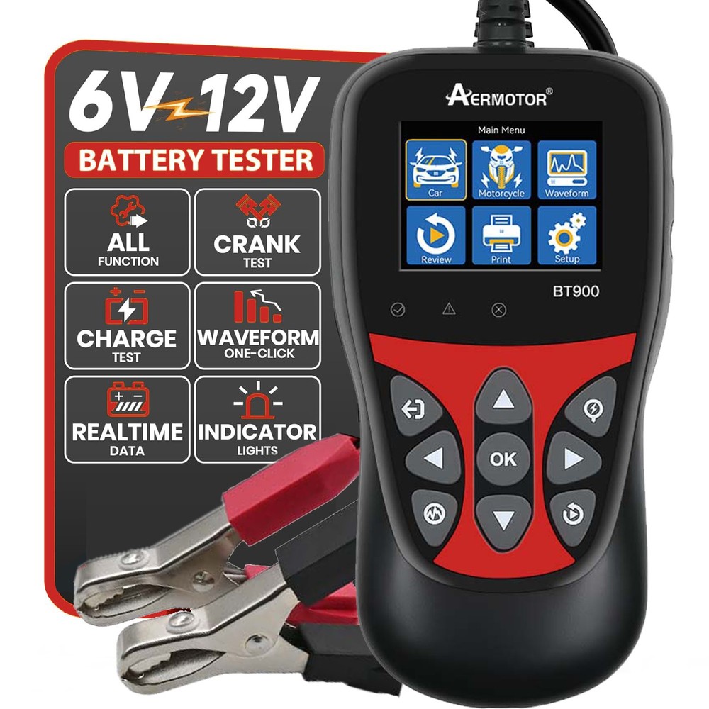 AERMOTOR Car Battery Tester 6V-12V Load Tester Charging System Analyzer