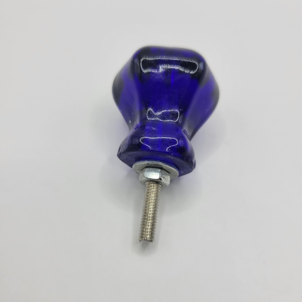 Glass Cabinet Knobs Pulls Vintage Depression Era Inspired Cobalt Blue
