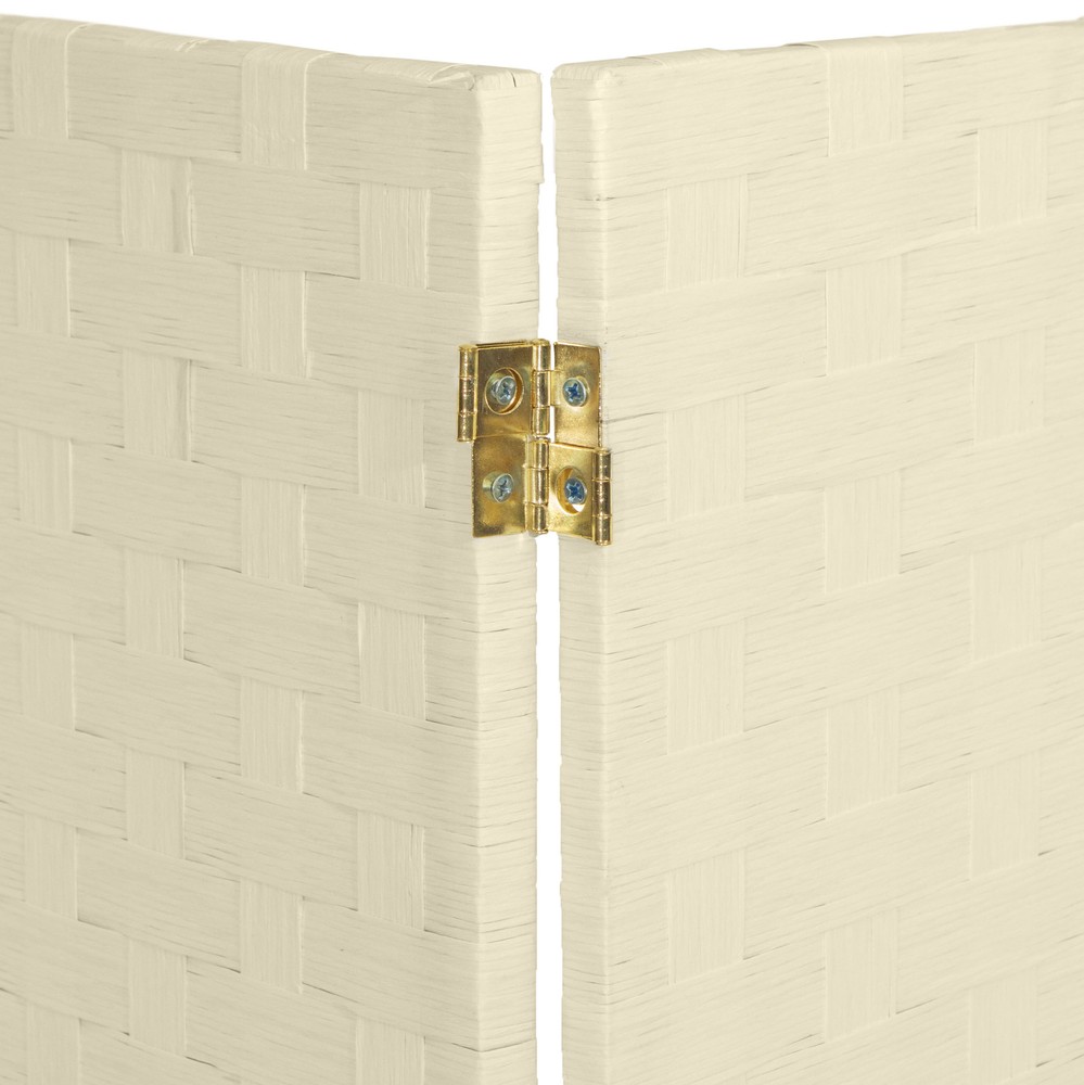 2 ft. Short Woven Fiber Folding Screen - 6 Panel - Cream