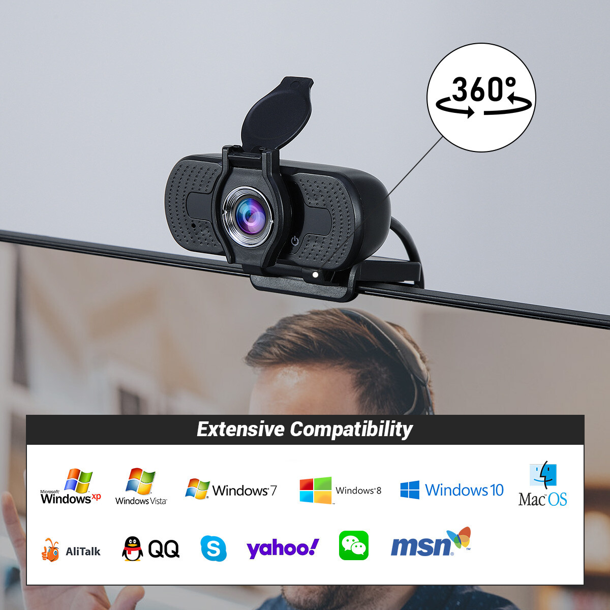 Webcam with Microphone for Desktop 1080P HD USB Computer Camera W/ Privacy Cover