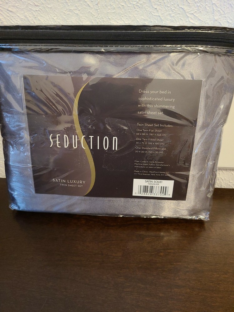 Seduction Satin Luxury Twin Sheet Set Silver
