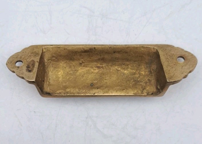 Antique Reproduction Bin Pull Drawer Pull Handle Cast Brass Hardware