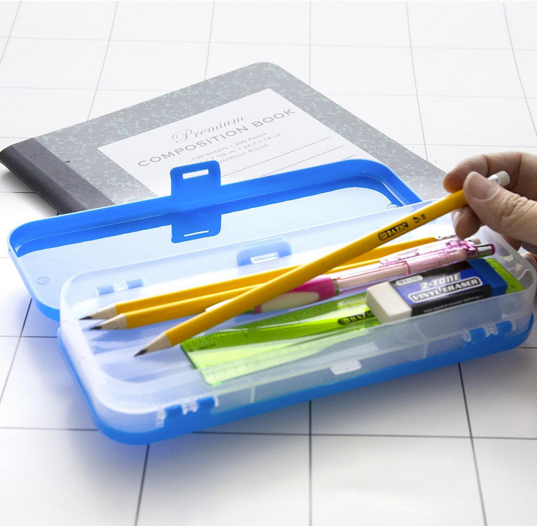 BAZIC Plastic Pencil Case 8" Double Deck Utility Storage Box, Organizer Orange