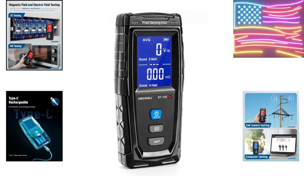 EMF Meter, Detects Electric and Magnetic Fields, Handheld Digital EMF Detecto...