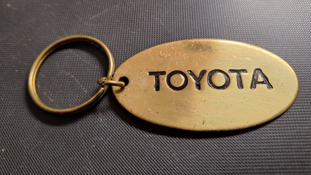 Vintage Solid Brass Toyota Keychain