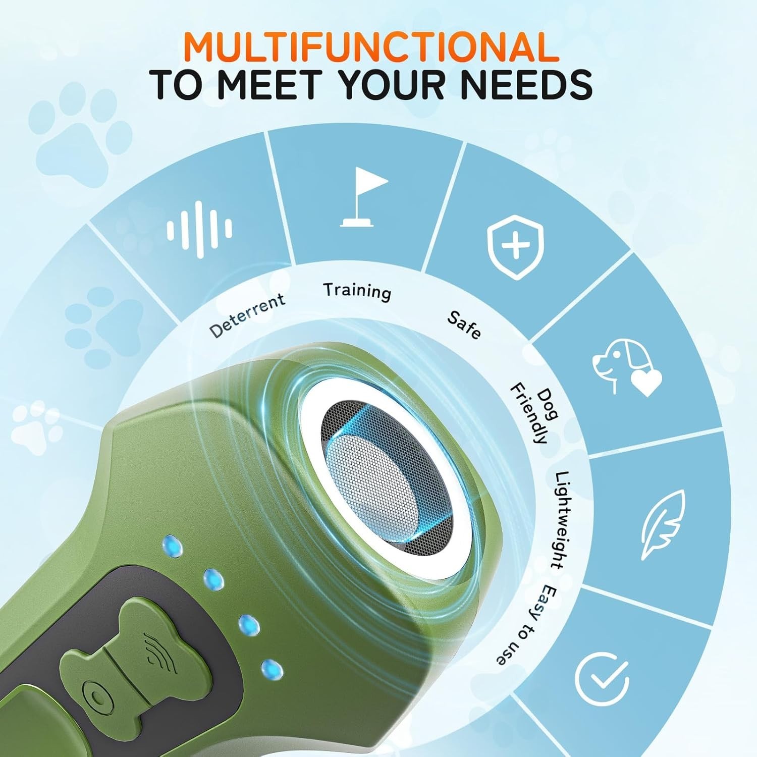 Dispositivo Ultrasonico Antiladridos Perros Portatil Entrenamiento Control 65FT