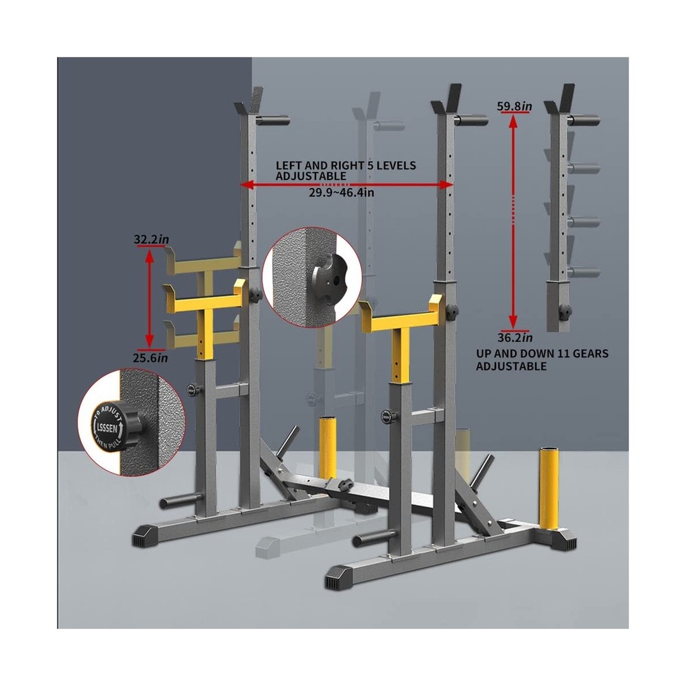 Adjustable Squat Rack,Multi-Function Barbell Rack for Weight Lifting and Home...