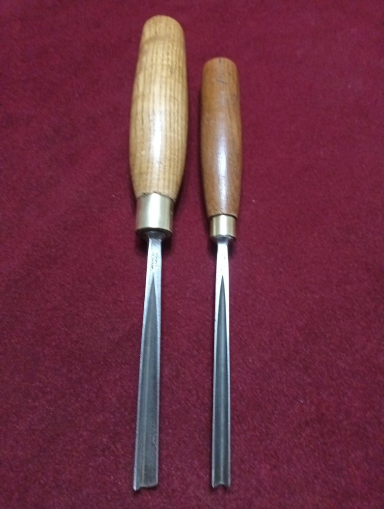 Vintage Two Herring Bros London Cast Steel V Carving Gouges