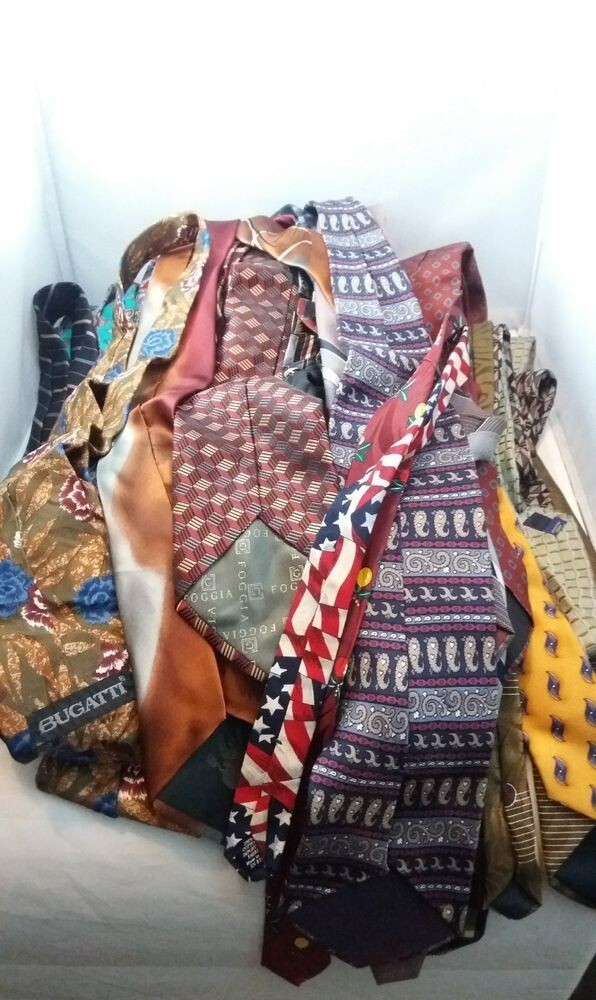 50 NECKTIES LOT QUILTER HOBBY CUTTER QUILTING CRAFT TIES 5 POUNDS