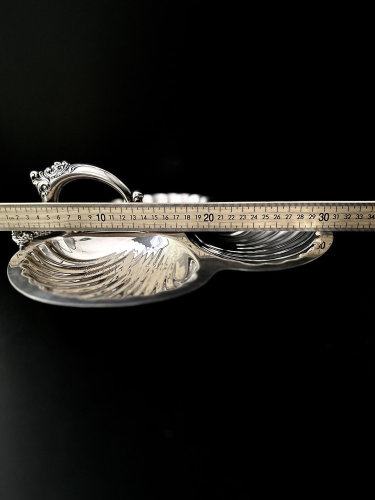 Wallace Baroque 3 Shell Handled Bon Bon Candy Relish Mint Tray Bowl Platter #220