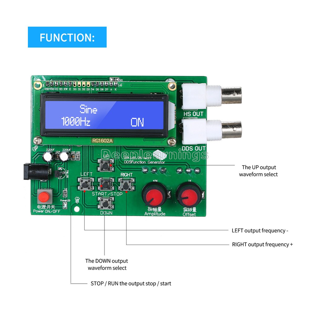 DDS Function Signal Generator Module Sine Square Sawtooth Triangle Wave Kit NEW