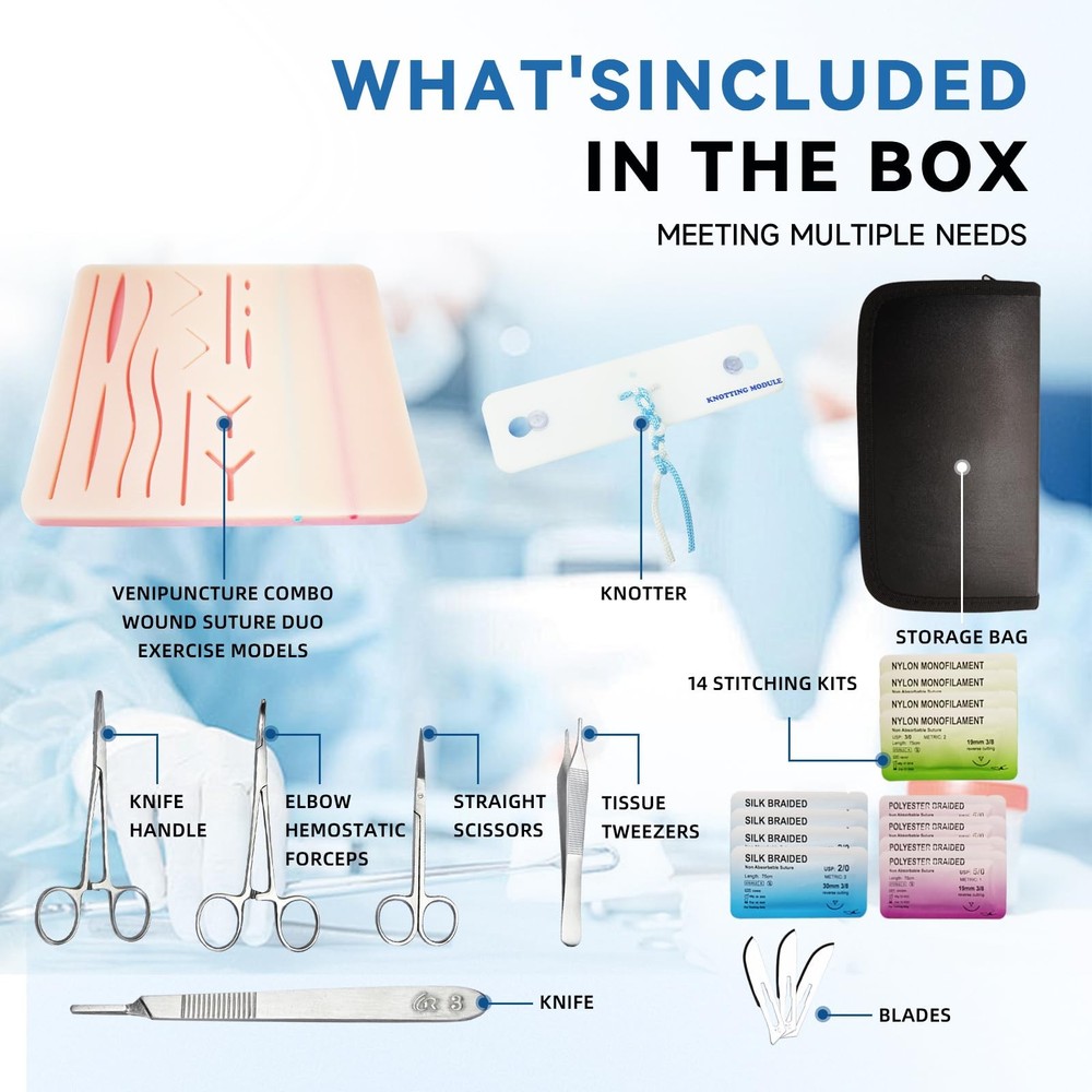 Suture Practice Kit for Students - Suturing Kit (20 Pieces) with Durable Sili...