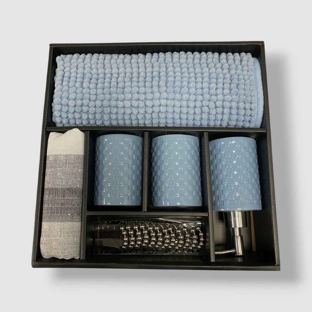 Pure Bath Blue Chambray Stripe 17-Pc. Bath Set