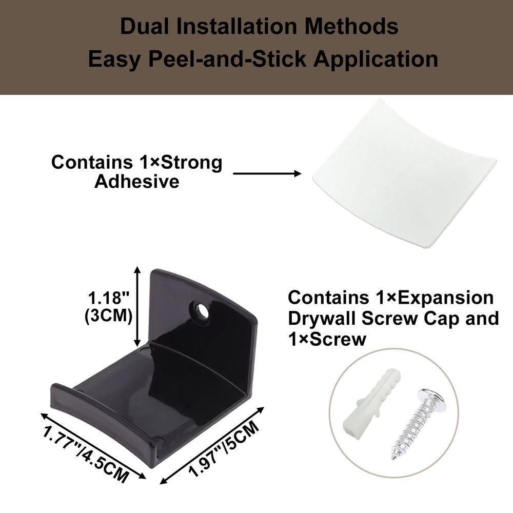 6 Pack Adhesive Hat Hooks for Wall, Cowboy Hat Rack, 2 Installation Methods o...