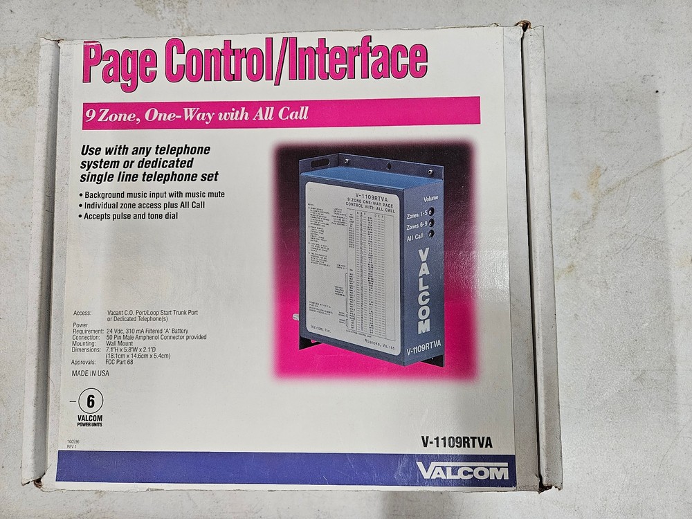 Valcom V-1109RTVA 9-Zone Page Control Intercom