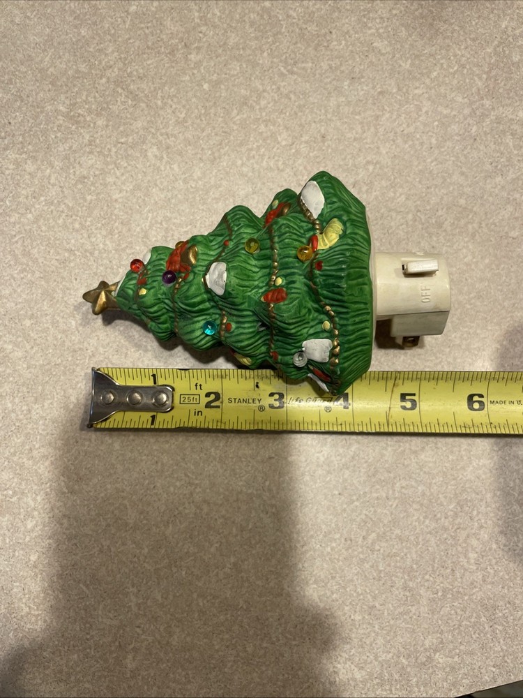 Ceramic Green Christmas Tree Plug-in Decorative Night Light