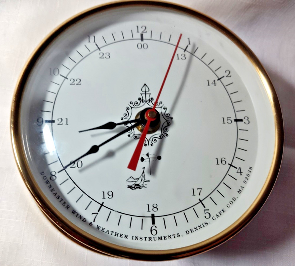 Downeaster Instruments Brass Solid Clock + Don Kent Wind Speed Guide